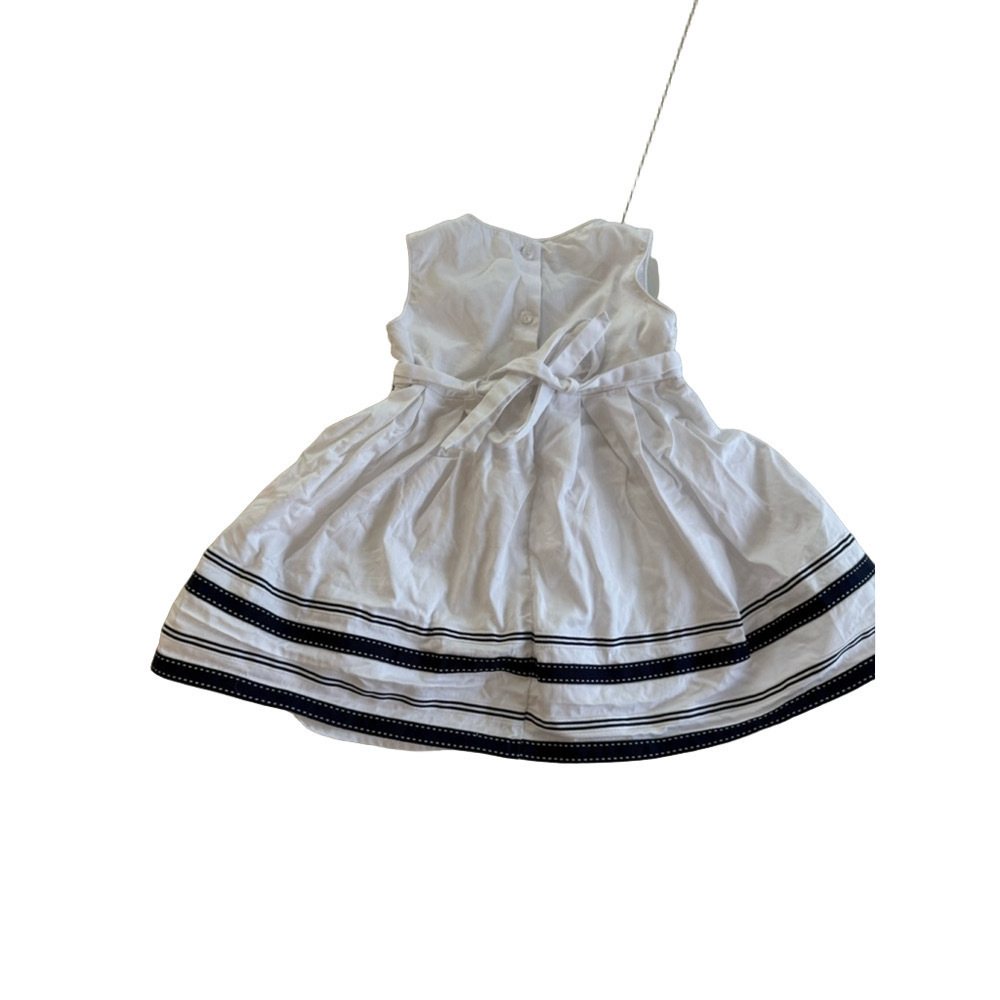 Baby Girl's Jasper Conran Junior Dress Size 12-18M White & Navy sailor - Picture 3 of 6